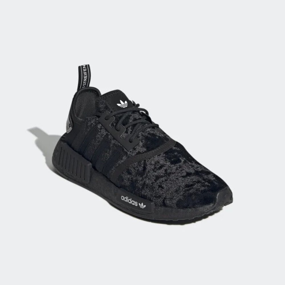 Adidas Originals Women's Triple Black Velour PK NMD_R1 Sneakers GW5682